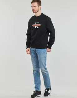 Sweats & Polaires^Calvin Klein Jeans - MONOLOGO STENCIL CREW NECK Noir