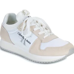 Baskets Mode^Calvin Klein Jeans - RUNNER SOCK LACEUP NY-LTH W Blanc