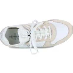 Baskets Mode^Calvin Klein Jeans - RUNNER SOCK LACEUP NY-LTH W Blanc
