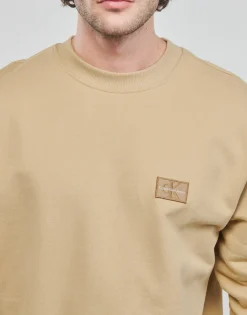 Sweats & Polaires^Calvin Klein Jeans - SHRUNKEN BADGE CREW NECK Beige