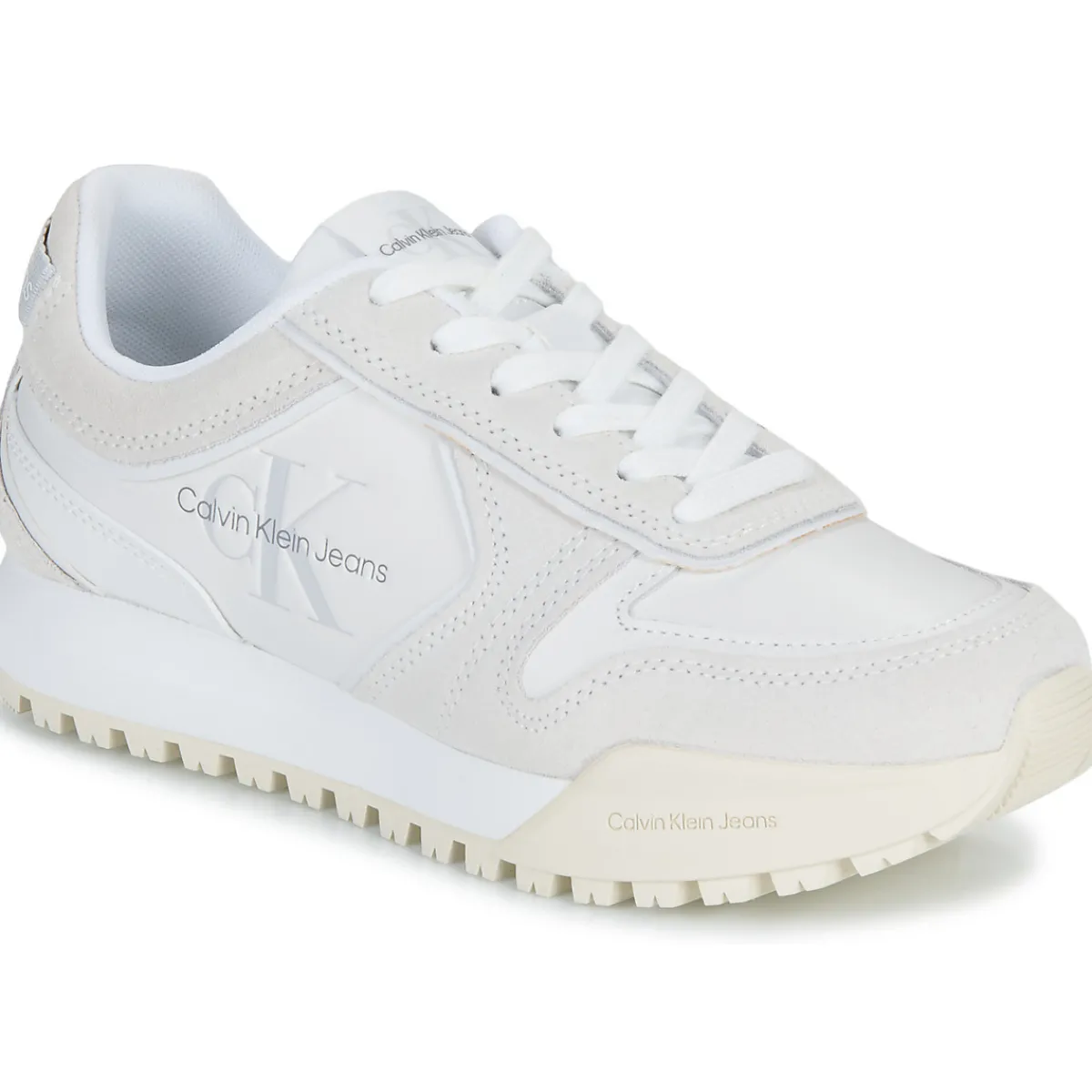 Baskets Mode^Calvin Klein Jeans - TOOTHY RUNNER IRREGULARLINES Blanc