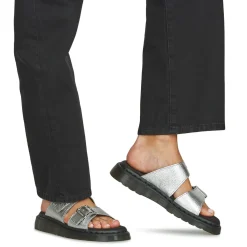 Mules / Sabots^Dr. Martens - Josef Slide Silver Metallic Tumble Argenté