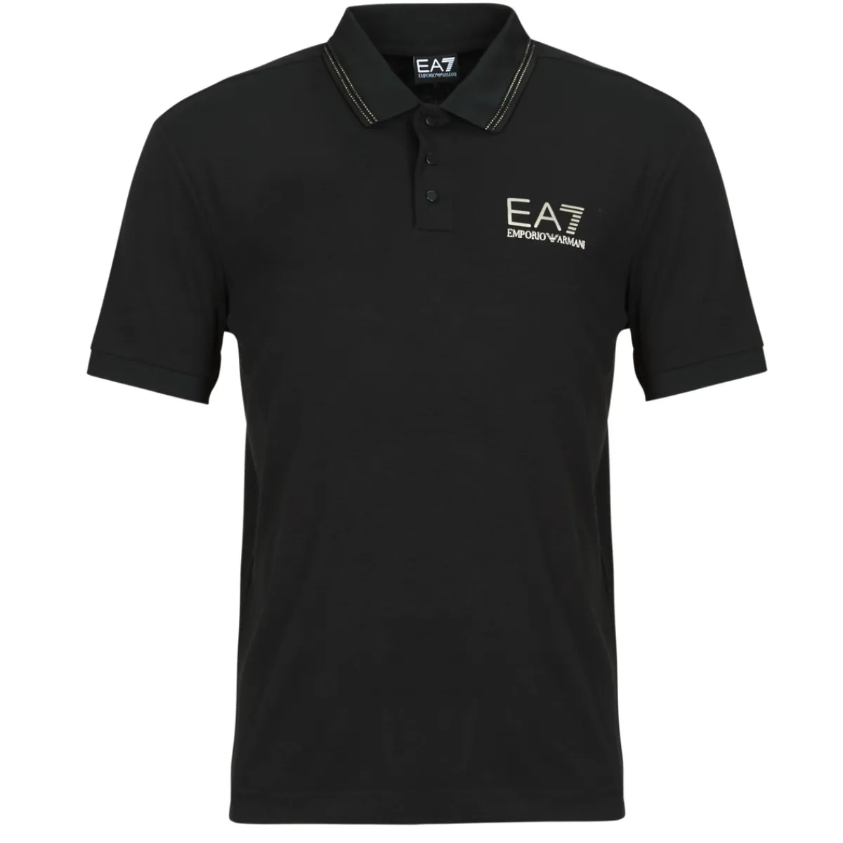 T-shirts & Polos^Emporio Armani EA7 - TRAIN GOLD LABEL POLO PUNTO ROMA 7M000300 Noir