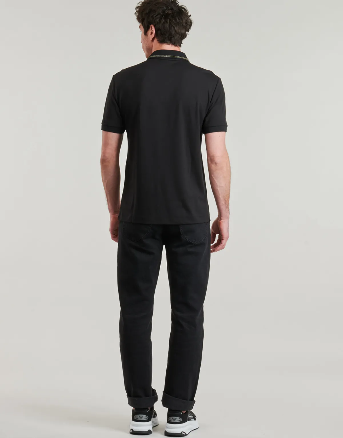 T-shirts & Polos^Emporio Armani EA7 - TRAIN GOLD LABEL POLO PUNTO ROMA 7M000300 Noir