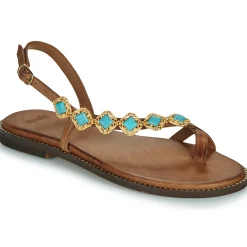 Sandales Et Nu-pieds^Exé Shoes - 530-MILOS-LEATHER-BROWN-TURQUOISE