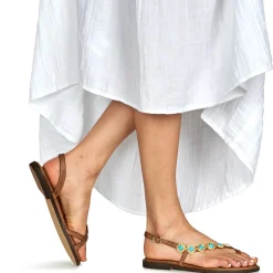 Sandales Et Nu-pieds^Exé Shoes - 530-MILOS-LEATHER-BROWN-TURQUOISE