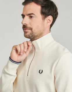 Sweats & Polaires^Fred Perry - HALF ZIP SWEATSHIRT Ecru