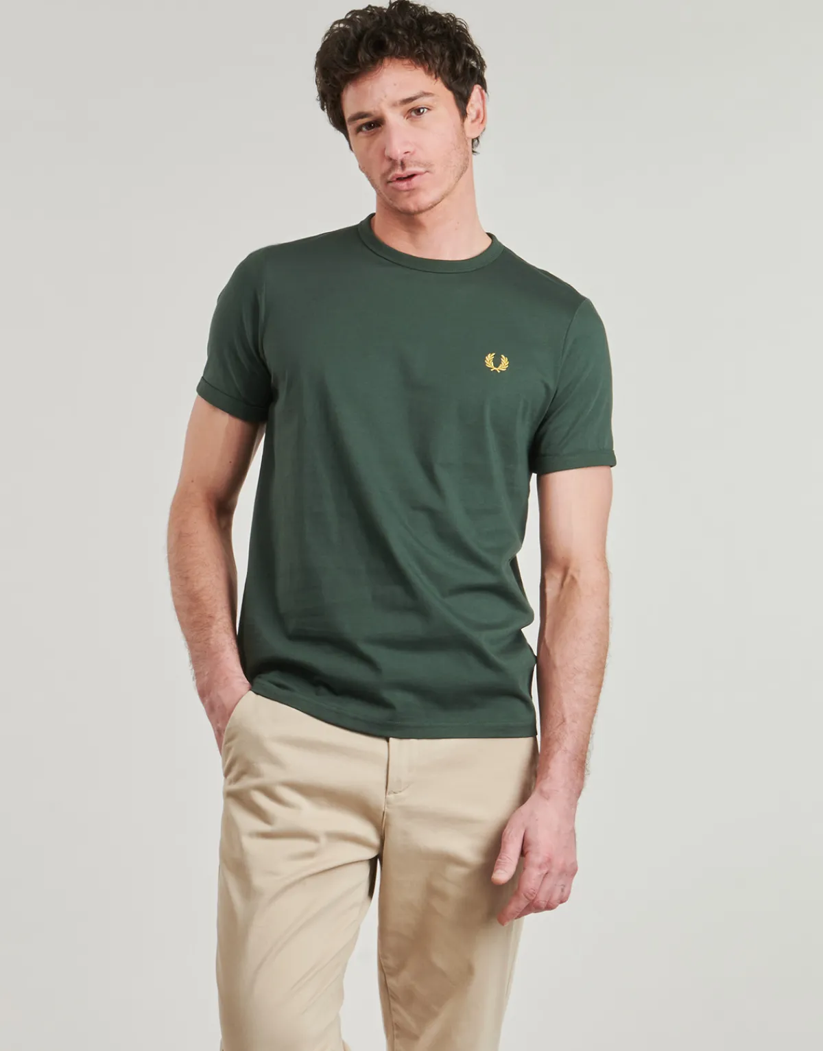 T-shirts & Polos^Fred Perry - RINGER T-SHIRT Vert