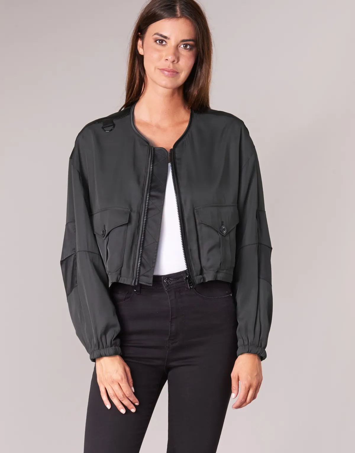 Vestes^G-Star Raw - RACKAM OS CROPPED BOMBER Noir