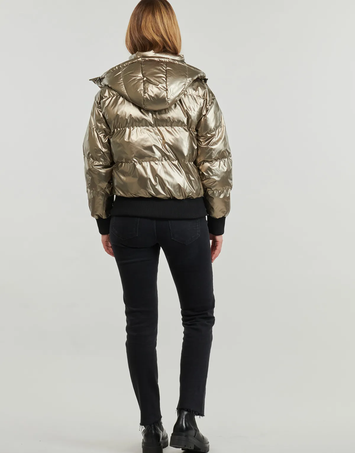 Manteaux^Guess - BICE METALLIC HOODIE PUFFER Bronze