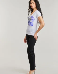 T-shirts & Polos^Guess - CN FLOWER TRIANGLE Blanc