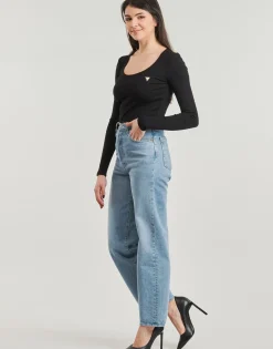 T-shirts & Polos^Guess - COLETTE LS RIB Noir
