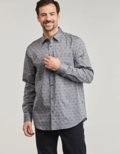 Chemises^Guess - 4G JACQUARD SHIRT Gris