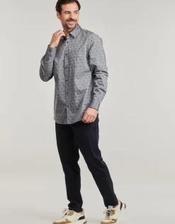 Chemises^Guess - 4G JACQUARD SHIRT Gris
