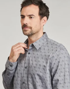 Chemises^Guess - 4G JACQUARD SHIRT Gris