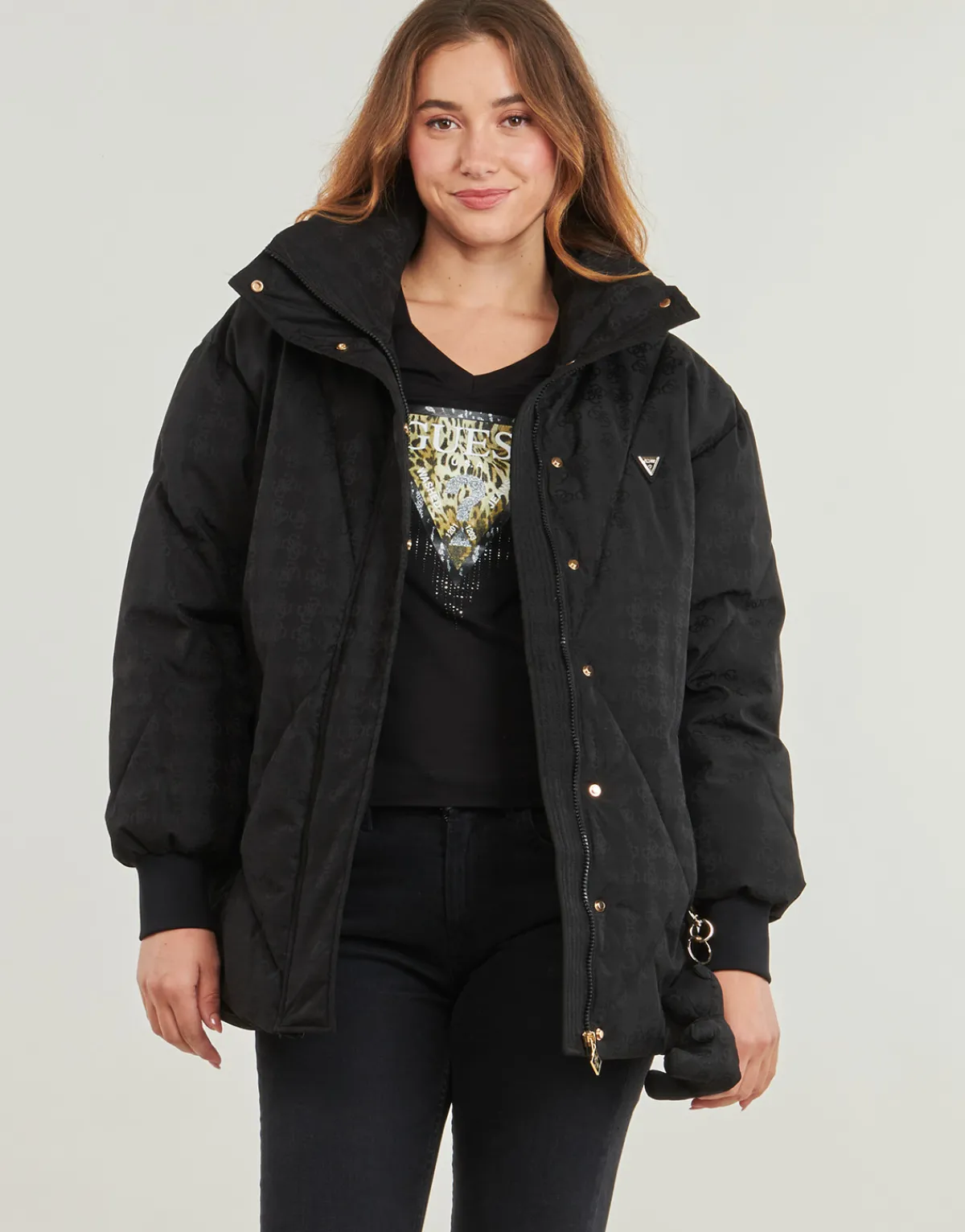 Manteaux^Guess - 4G LOGO PUFFER JACKET Noir