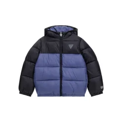 Manteaux^Guess - HOODED LS PADDED PUFFER W/ZIP Bleu