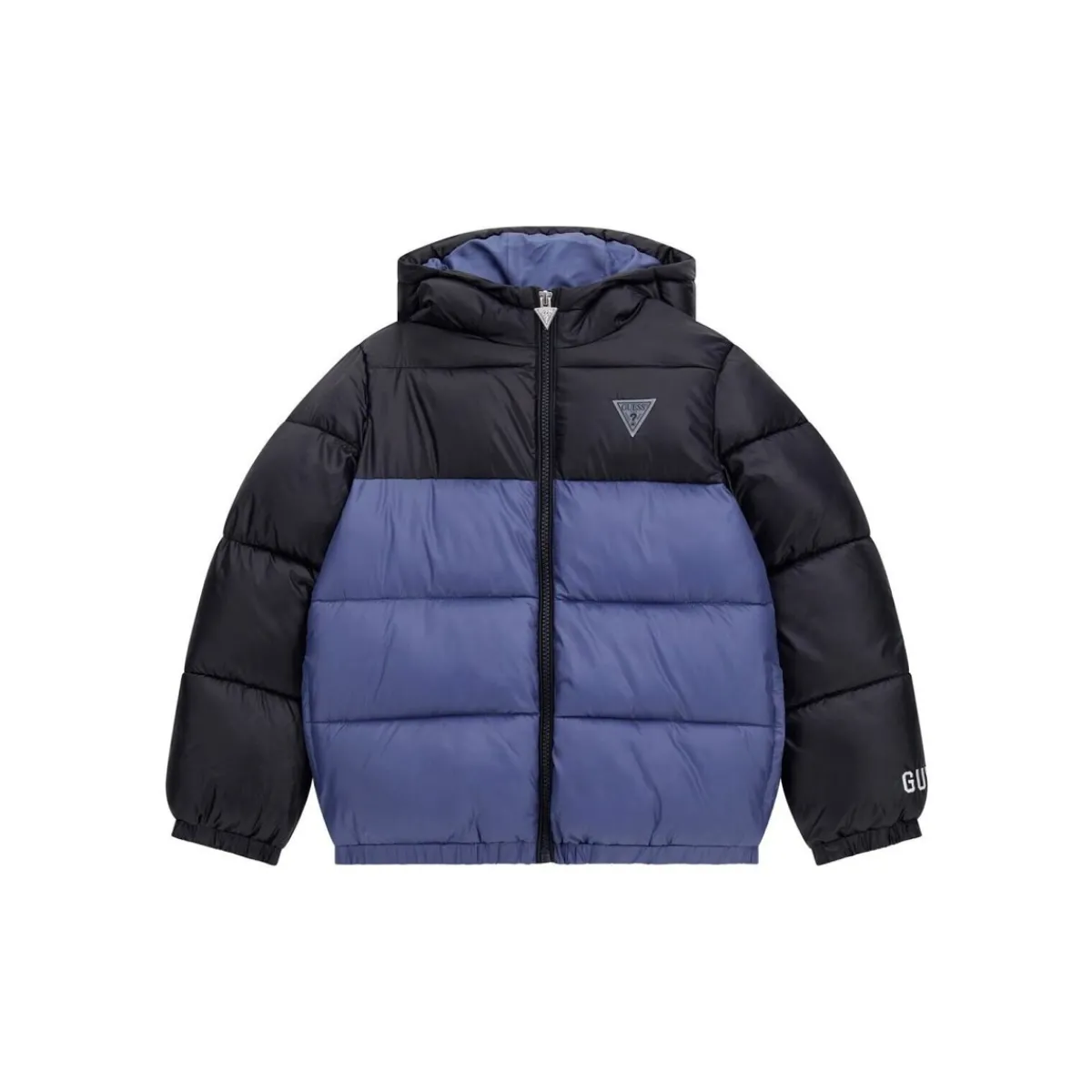 Manteaux^Guess - HOODED LS PADDED PUFFER W/ZIP Bleu