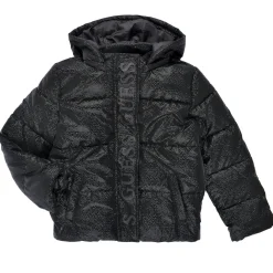 Manteaux^Guess - HOODED LS PUFFER Noir