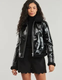 Vestes^Guess - LS ANDREA FAUX SHEARLING JKT Noir