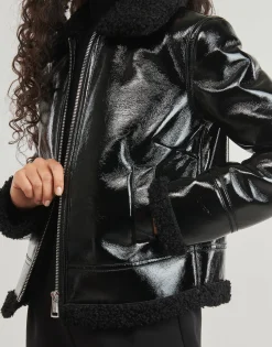 Vestes^Guess - LS ANDREA FAUX SHEARLING JKT Noir