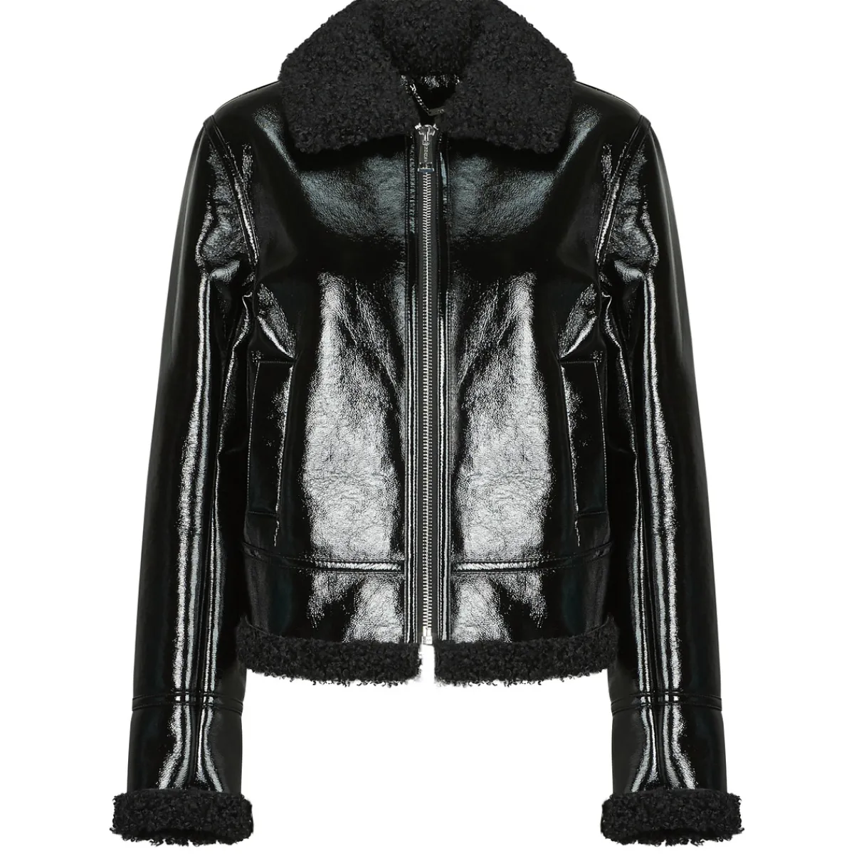 Vestes^Guess - LS ANDREA FAUX SHEARLING JKT Noir