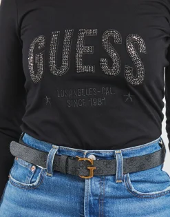 T-shirts & Polos^Guess - LS CN MIRELA TEE Noir