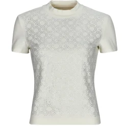 T-shirts & Polos^Guess - MOCK NECJK ALL OVER LOGO Blanc