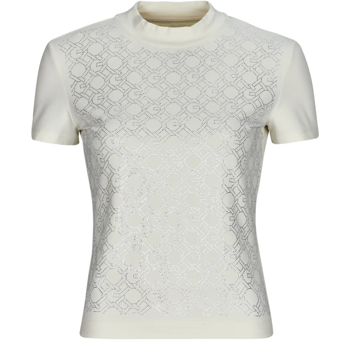 T-shirts & Polos^Guess - MOCK NECJK ALL OVER LOGO Blanc