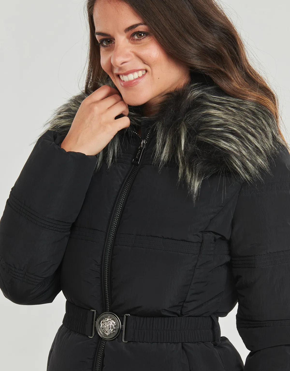 Manteaux^Guess - NEW MARISOL SHORT BELTED JACKE Noir
