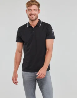 T-shirts & Polos^Guess - PAUL PIQUE TAPE Noir