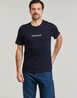 T-shirts & Polos^Guess - SS CN SLIM LOGO EMBRO TEE Marine