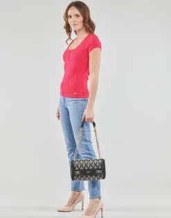 T-shirts & Polos^Guess - SS KARLEE JEWEL BTN HENLEY Fuchsia