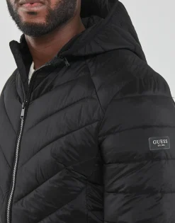 Manteaux^Guess - STRETCH HOODIE JACKET Noir