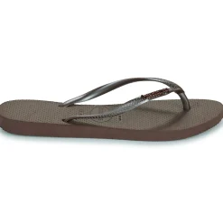Tongs^Havaianas - SLIM LOGO METALLIC Marron