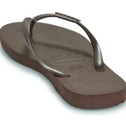Tongs^Havaianas - SLIM LOGO METALLIC Marron