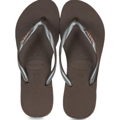 Tongs^Havaianas - SLIM LOGO METALLIC Marron