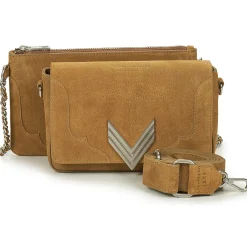 Besaces / Sacs Bandoulière^Ikks - 111 WESTERN COL DECOUPE SUEDE Camel