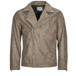 Vestes^Jack & Jones - JJROCKY FAUX SUEDE BIKER JACKET Beige