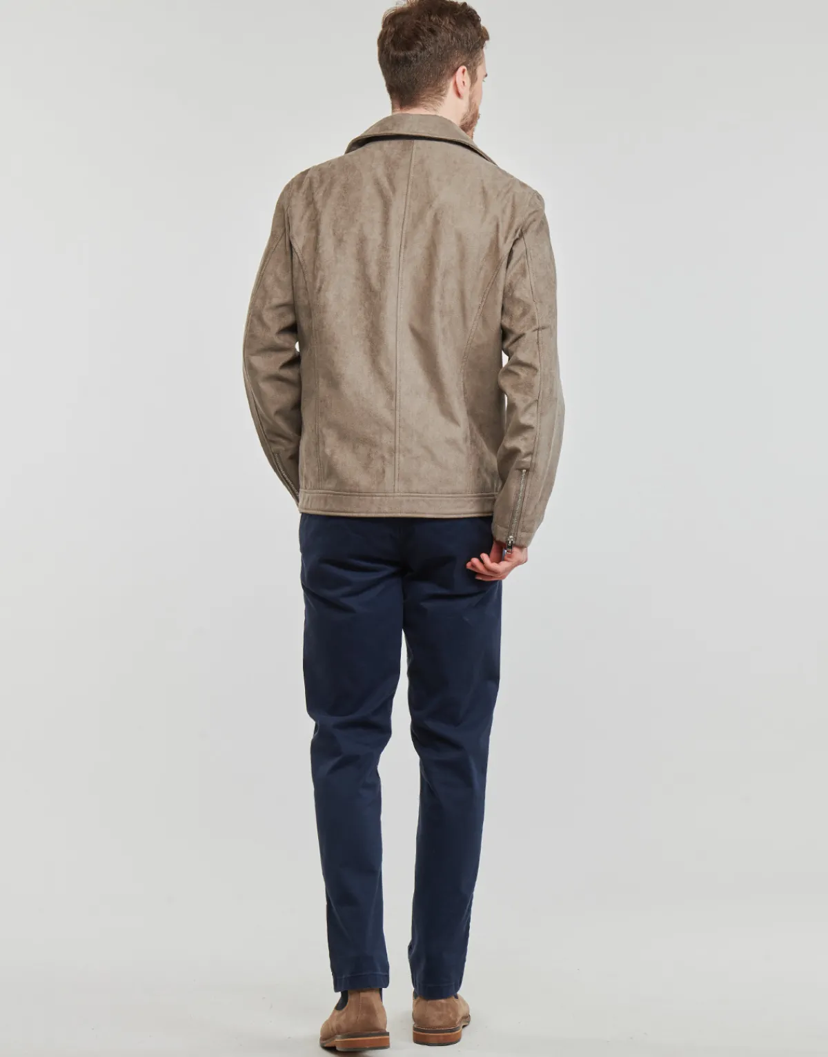 Vestes^Jack & Jones - JJROCKY FAUX SUEDE BIKER JACKET Beige