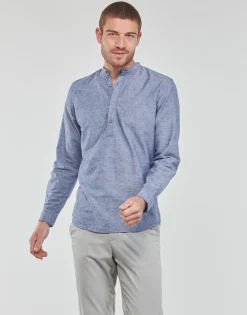 Chemises^Jack & Jones - JPRBLASUMMER HALF PLACKET SHIRT L/S Bleu