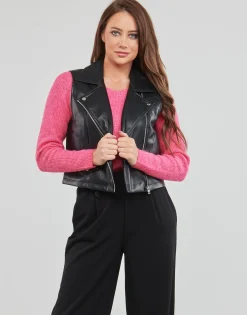 Vestes^JDY - NEWETTA FAUX LEATHER WAISTC. OTW SIE Noir