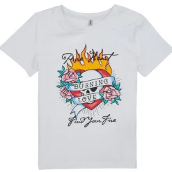 T-shirts & Polos^Only - KOGALICE-REG-S/S-BURNING-TOP-BOX-JRS Blanc