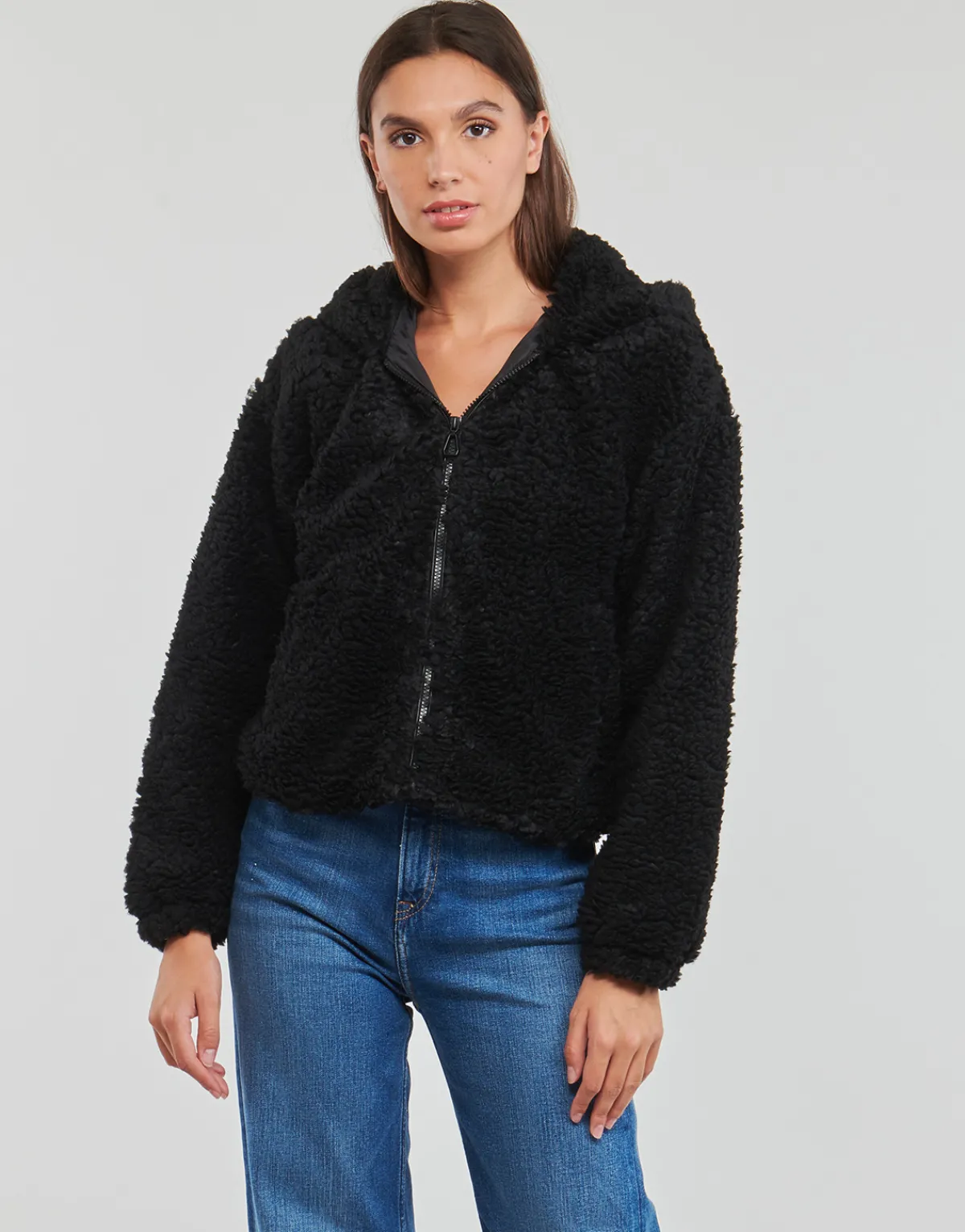 Vestes^Only - ONLELLIE SHERPA HOODED JACKET CC OTW Noir