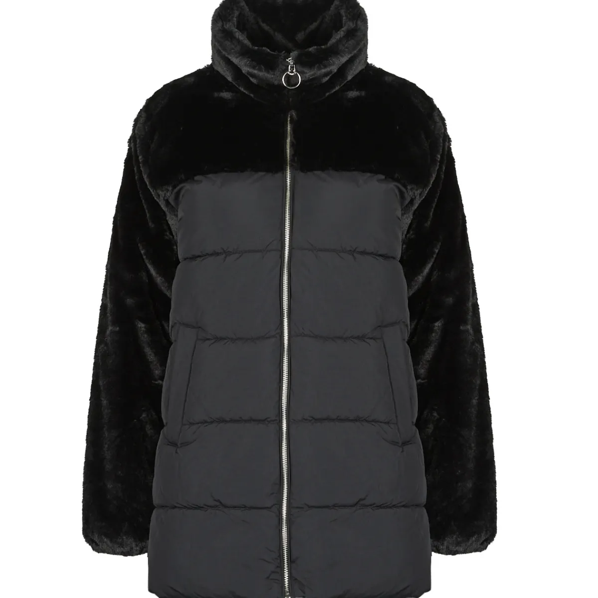 Manteaux^Only - ONLWANJA FUR PUFFER MIX COAT CC OTW Noir
