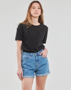 T-shirts & Polos^Pieces - PCRIA SS FOLD UP SOLID TEE Noir