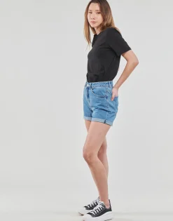 T-shirts & Polos^Pieces - PCRIA SS FOLD UP SOLID TEE Noir