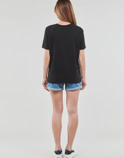 T-shirts & Polos^Pieces - PCRIA SS FOLD UP SOLID TEE Noir