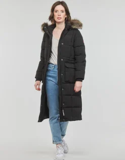 Manteaux^Superdry - EVEREST LONGLINE PUFFER COAT Noir