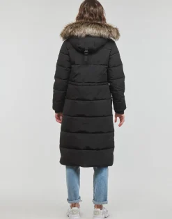 Manteaux^Superdry - EVEREST LONGLINE PUFFER COAT Noir